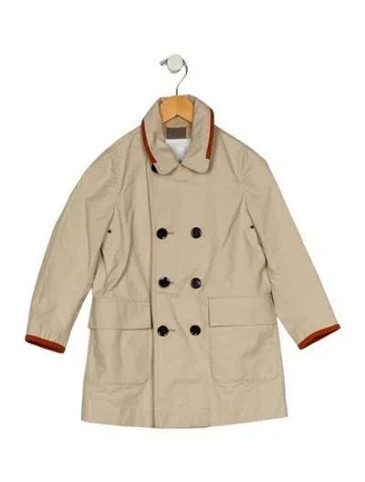 Pre-owned Burberry Babies' Girls' Double-breasted Trench Coat In Orange