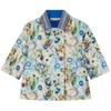 Burberry Girls Floral-print Striped Collar Coat In Beige