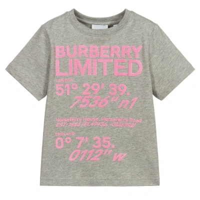 Burberry Kids' Girls Grey & Pink Logo T-shirt