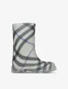 Burberry Check Rain Boots In Grey Mixed