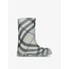 Burberry Check Rain Boots In Grey Mixed