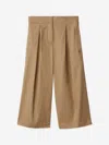 Burberry Ekd Pleated Cotton Trousers In Beige