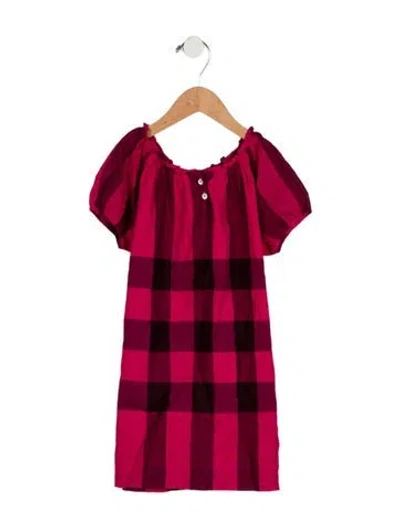 Pre-owned Burberry Babies' Girls' House Check Dress In Pink
