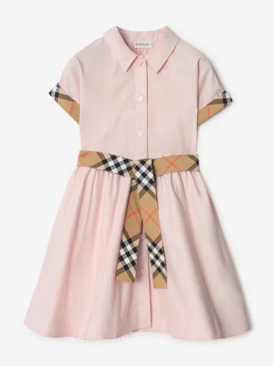 Burberry Babies'  Girls Juliet Check Trim Shirt Dress In Pink