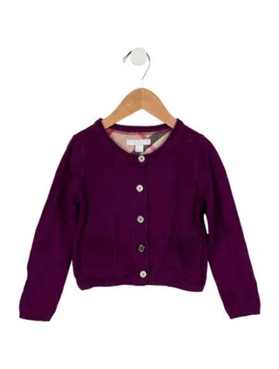 Pre-owned Burberry Babies' Girls' Knit Cardigan In Purple