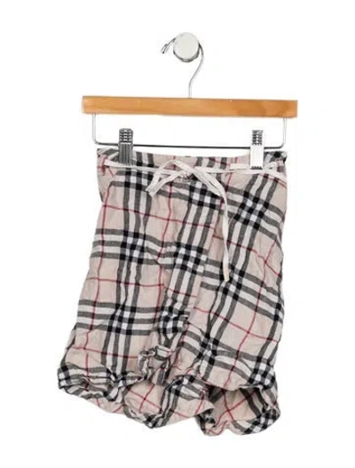 Pre-owned Burberry Babies' Girls Linen Nova Check Skirt In Neutral