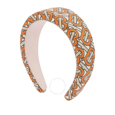 Burberry Girls Monogram Pattern Padded Tb Headband In Orange