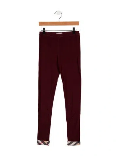 Pre-owned Burberry Kids' Girls' Nova Check Colorblock Leggings In Burgundy