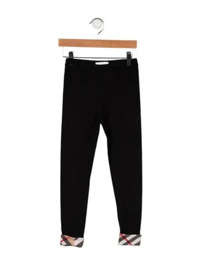 Pre-owned Burberry Kids' Girls' Nova Check Leggings In Black