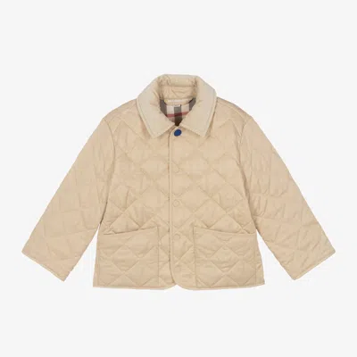Burberry Kids' Girls Pale Beige Quilted Jacket