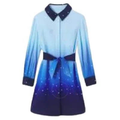 Burberry Kids'  Girls Pale Blue / Navy Melina Constellation Print Silk Double Crepe Dress