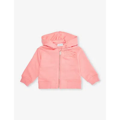 Burberry Girls Pale Hibiscus Kids Clyde Logo-embroidered Cotton-jersey Hoody 6 Months-2 Years