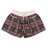 BURBERRY BURBERRY GIRLS PALE ROSE CHECKERBOARD STRETCH COTTON JACQUARD SHORTS