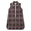 BURBERRY BURBERRY GIRLS PALE ROSE CHECKERBOARD STRETCH COTTON ZIP-FRONT SLEEVELESS DRESS