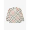 Burberry Girls Pale Stone Ip Check Kids Ashmore Long-sleeve Checked Wool And Cashmere-blend Cardigan In Pale Stone Ip Check