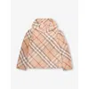 BURBERRY BURBERRY GIRLS PALE STONE IP CHECK KIDS TILLY CHECK-PRINT WOVEN-BLEND JACKET 3-14 YEARS