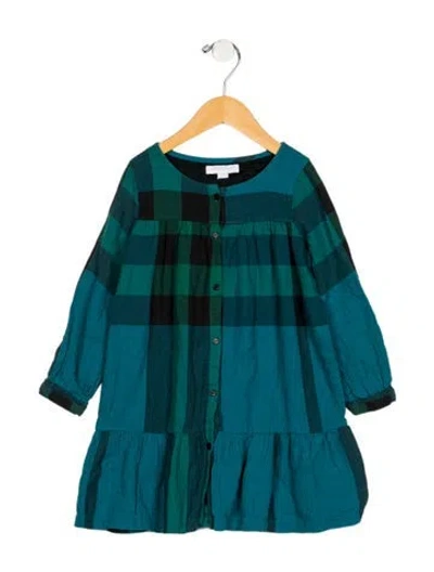 Pre-owned Burberry Babies' Girls' Patterned Long Sleeve Dress In Multi