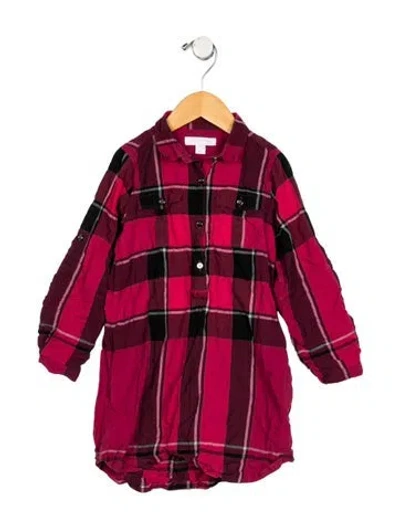 Pre-owned Burberry Babies' Girls' Patterned Long Sleeve Shirt Dress In Multi