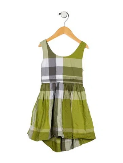 Pre-owned Burberry Babies' Girls' Patterned Sleeveless Dress In Green