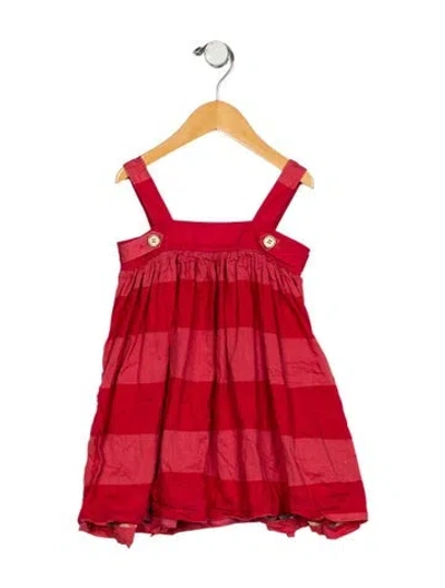 Pre-owned Burberry Babies' Girls' Patterned Sleeveless Dress In Red