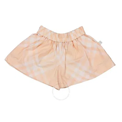 Burberry Girls Peach Cotton Check Shorts