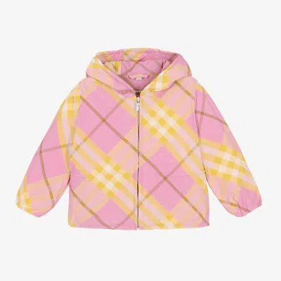 Burberry Kids' Girls Pink & Yellow Check Windbreaker Jacket