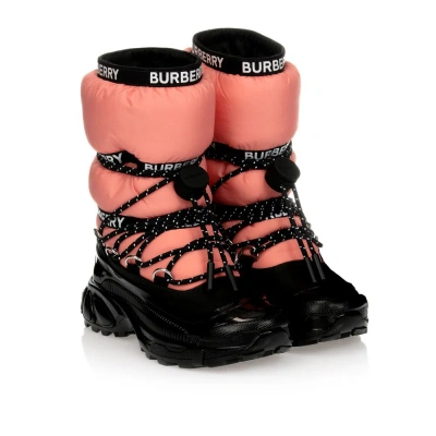 Burberry Kids' Girls Pink Logo Snow Boots