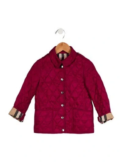 Pre-owned Burberry Babies' Girls' Quilted Jacket In Purple