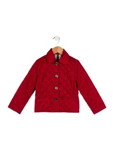 Pre-owned Burberry Babies' Girls' Quilted Jacket In Red