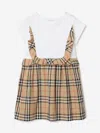 Burberry Short-sleeve Check Dress In Brown