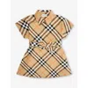 Burberry Girls Sand Ip Check Kids Giulietta Checked Cotton-poplin Dress In Sand Ip Check