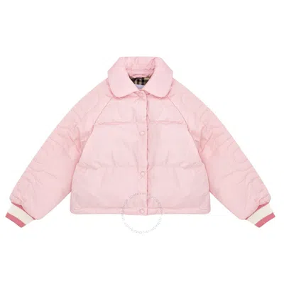 Burberry Kids'  Girls Seashell Pink Athena Quilted Bomber Jacket