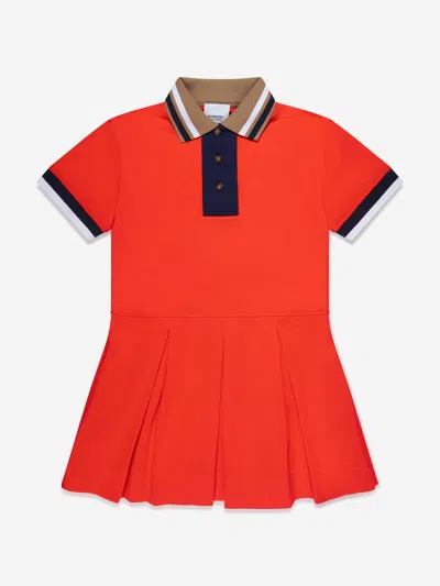 Burberry Kids' Girls Red Cotton Varsity Polo Dress