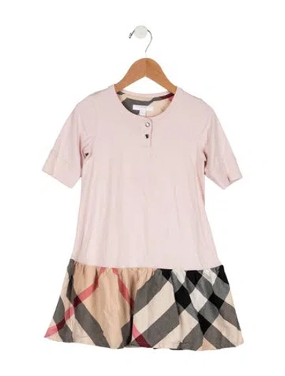 Pre-owned Burberry Babies' Girls Short Sleeve Dress In Pink