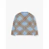Burberry Girls Slate Blue Ip Check Kids Bethane Intarsia-check Mohair-blend Cardigan 4-14 Years 14 In Slate Blue Ip Check