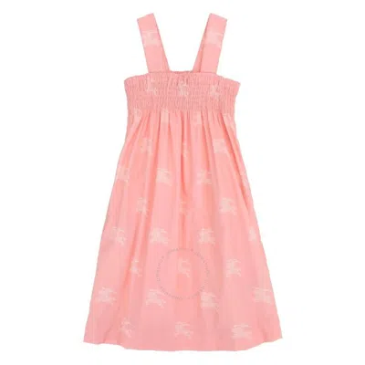 Burberry Kids'  Girls Soft Blossom Junia Equestrian-print Smock Dress In Pink
