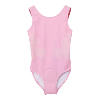 Burberry Kids'  Girls Soft Blossom Tirza Mirrored Equestrian-print Swimsuit In Pink