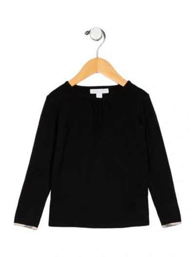 Pre-owned Burberry Babies' Girls' Solid Long Sleeve T-shirt In Black