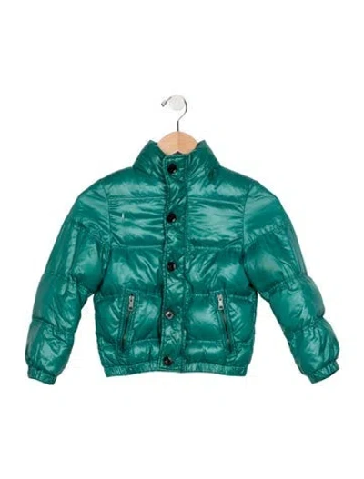 Pre-owned Burberry Kids' Girls Solid Puffer Jacket In Green
