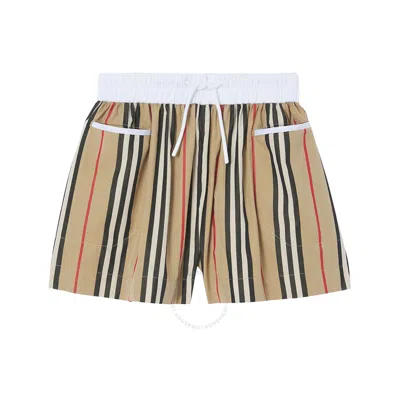 Burberry Kids'  Girls Sybil Archive Beige Icon Stripe Shorts In Multi