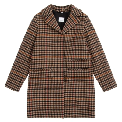 Burberry Girls Teen Brown Check Logo Coat