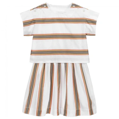 Burberry Girls Teen White Icon Stripe Dress