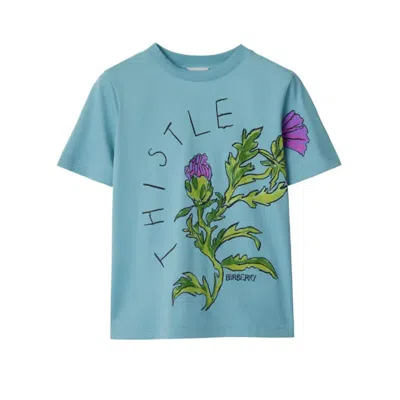 Burberry Girls Thistle Cotton T-shirt In Blue