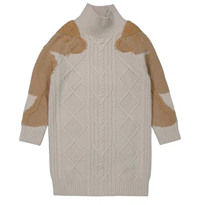 Burberry Kids'  Girls Thomas Bear High-neck Knit Dress In Beige