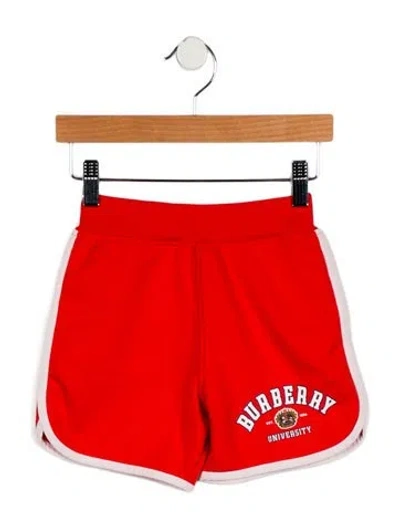 Pre-owned Burberry Babies' Girls' Varsity Logo Shorts W/tags In Red