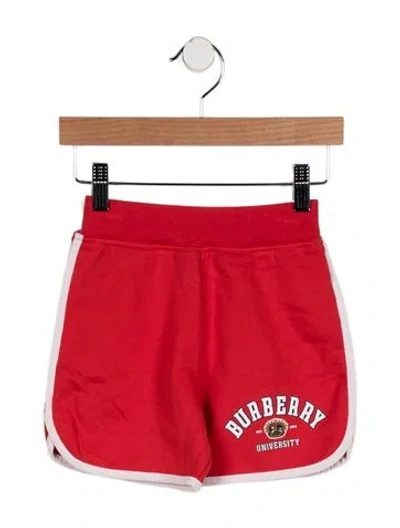 Pre-owned Burberry Babies' Girls' Varsity Logo Shorts W/tags In Red