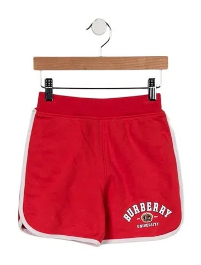 Pre-owned Burberry Babies' Girls' Varsity Logo Shorts W/tags In Red