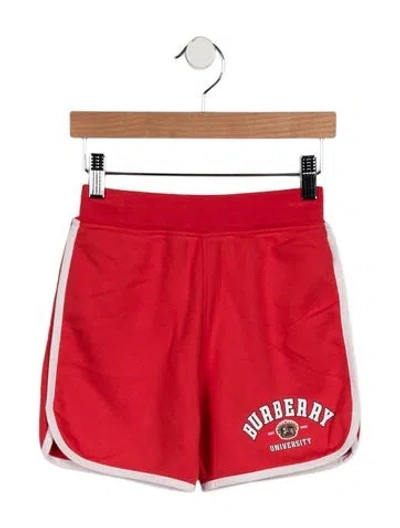 Pre-owned Burberry Babies' Girls' Varsity Logo Shorts W/tags In Red