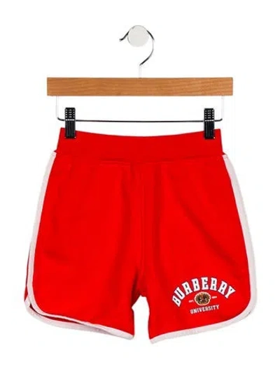 Pre-owned Burberry Babies' Girls' Varsity Logo Shorts W/tags In Red