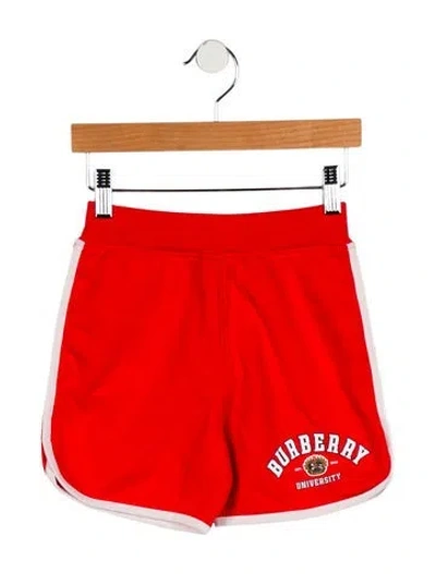 Pre-owned Burberry Babies' Girls' Varsity Logo Shorts W/tags In Red